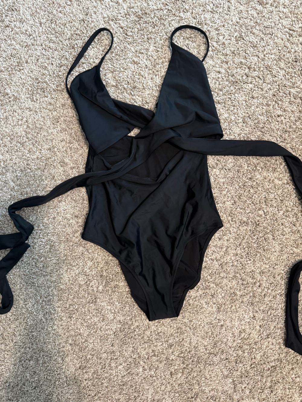 AERIE - Black Women's One-Piece Wrap-Style Swimwear